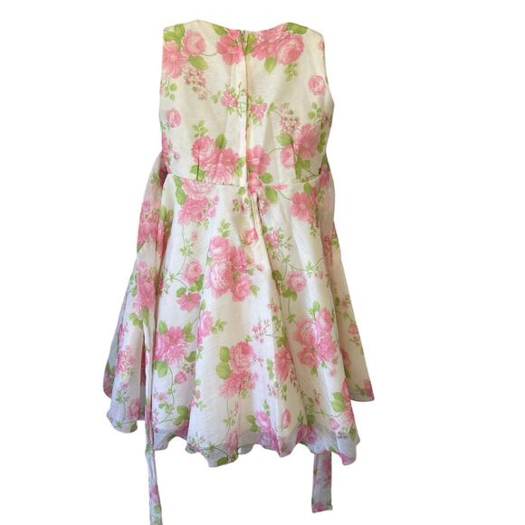 Girls “OK Kids” Spring Floral Sheer Dress Ivory Pink SZ 10 Sleeveless - Picture 5 of 8